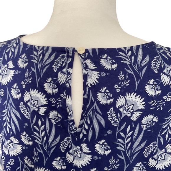 NWT Universal Thread Blue Floral 3/4 Puff Sleeve Peplum Boho Style Top Size L - Picture 9 of 14